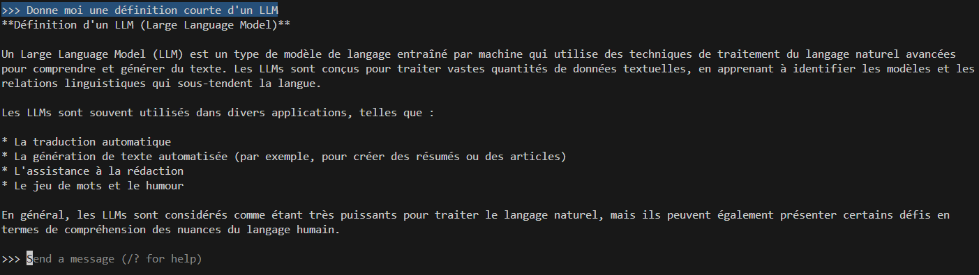 Illustration de l'utilisation de Ollama